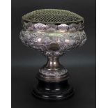 An Indian rose bowl, mid 20th century, detailed sterling silver,