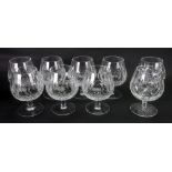 A set of seven Waterford Colleen pattern cut glass brandy balloons and a pair of Lismore similar