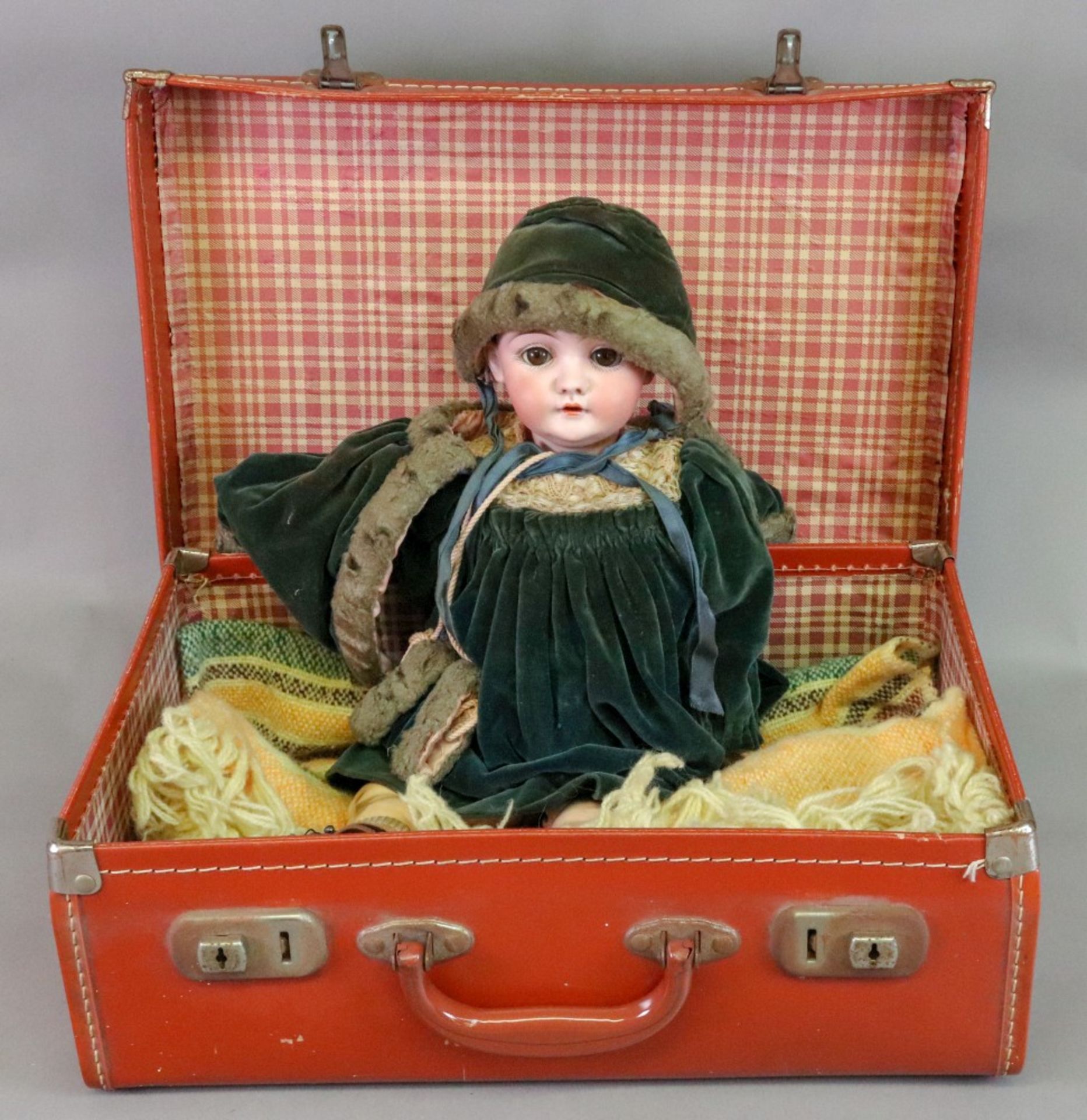 A German painted bisque headed doll, circa 1910, affectionately known as 'Kathleen',