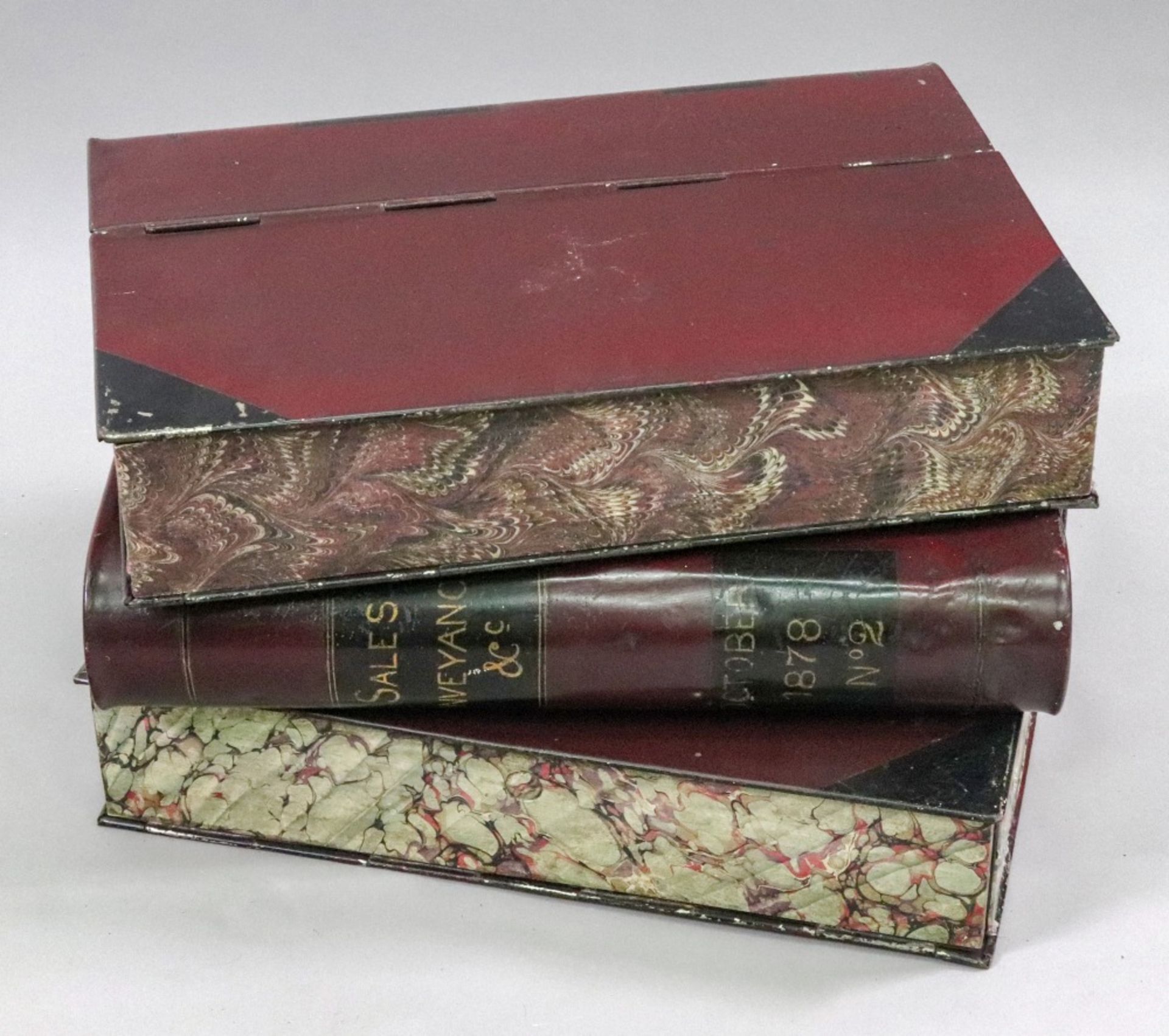 Three lawyer's Victorian toleware filing boxes, - Image 2 of 3