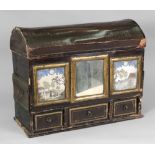 A Dutch lacquered grained as walnut gilt and ebonised domed top casket,