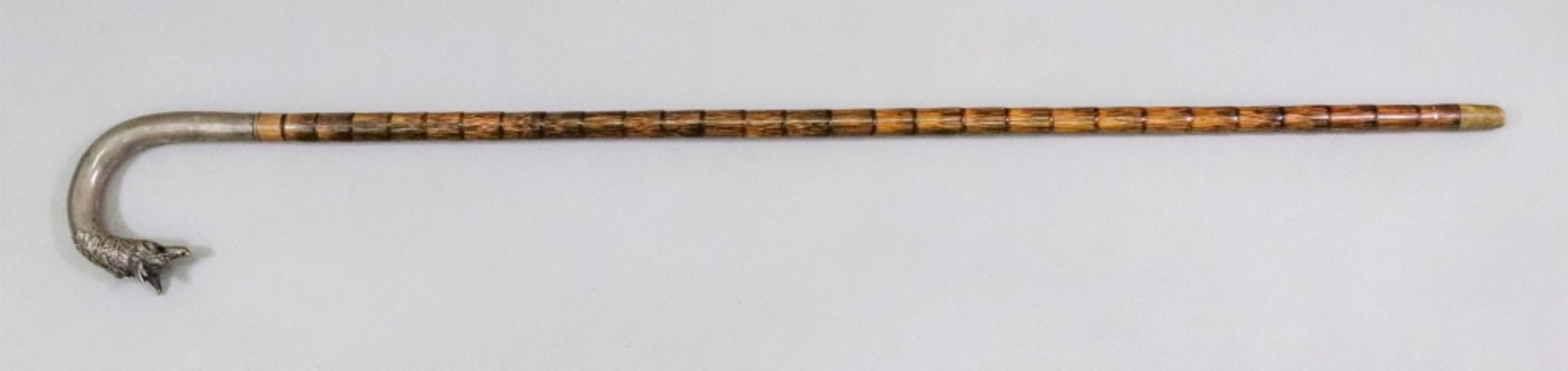 A silver mounted bamboo walking cane, Dutch, date letter unclear, late 19th century,