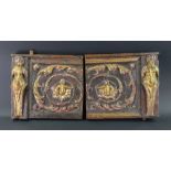 A rectangular walnut and giltwood panel, probably Italian,17th/18th century, now cut in two,