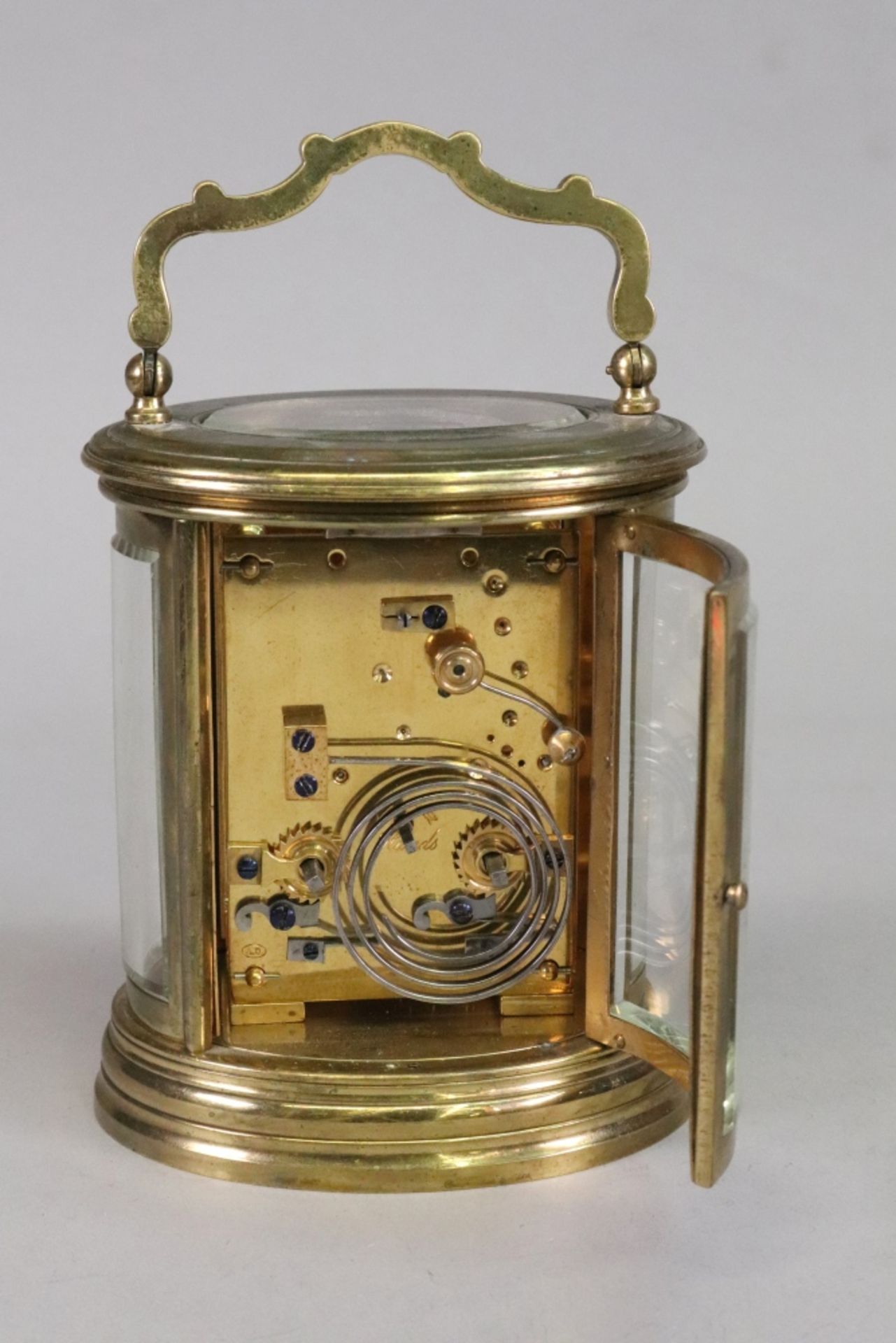 An oval brass cased carriage clock, 20th century, - Image 3 of 3