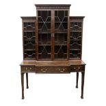 A George III mahogany breakfront china cabinet-on-stand,