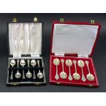A cased set of six reproduction Charles II style trifid pattern silver teaspoons, Francis Howard,