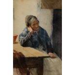 Walter Langley (British, 1852-1922), A woman seated at a table,