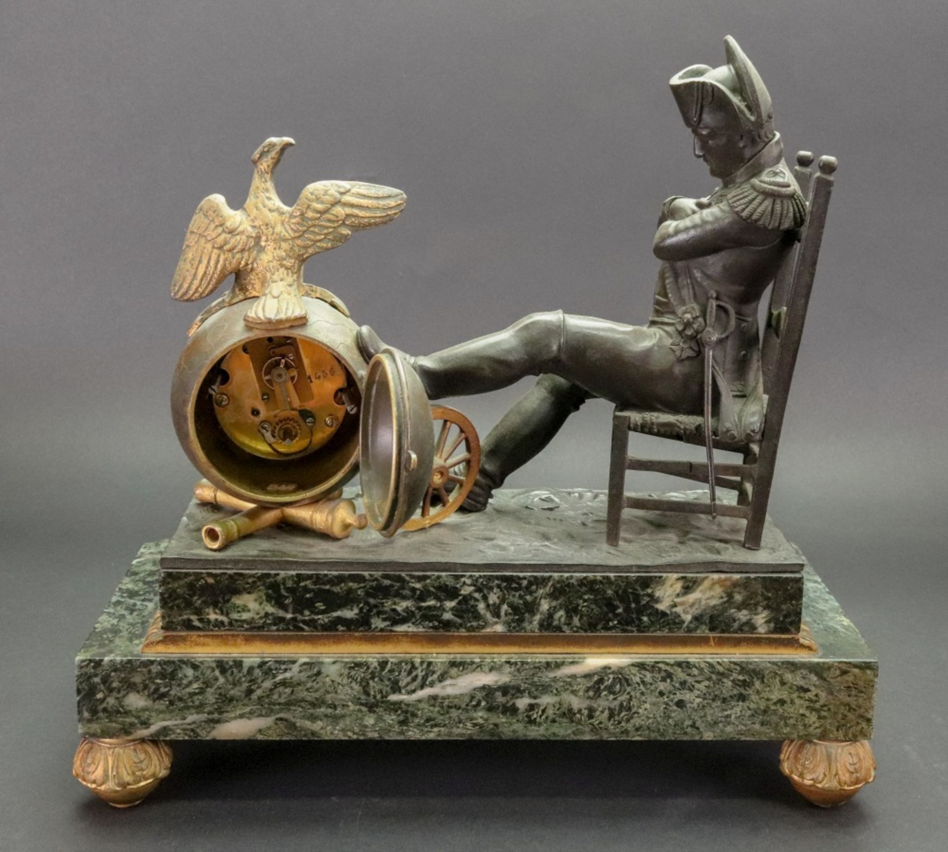 Of Napoleonic Interest; a French bronze and gilt metal timepiece, second half 19th century, - Image 3 of 3