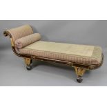 A Regency faux rosewood and parcel-gilt day bed, in the manner of George Bullock,