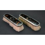 A pair of silver mounted tortoiseshell backed clothes brushes, Levi & Salaman, Birmingham 1924,