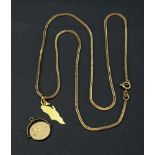 A 18ct gold fancy-link foxtail chain necklace, suspending a pendant on a bolt ring clasp,