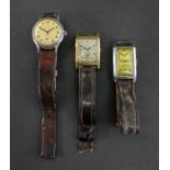 Three gentleman's manual wind wristwatches,