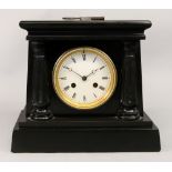 A Victorian black marble cased mantel clock, circa 1880,
