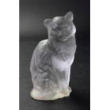 A French frosted glass figure of a cat, 20th century, 12cm high.