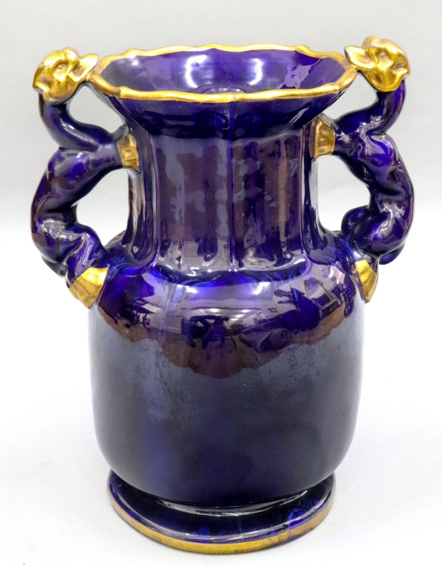 A Masons Ironstone vase, circa 1815 - 20, with twin dragon side handles, - Image 2 of 2