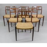 J L Moller Models, Denmark; a set of six rosewood dining chairs,