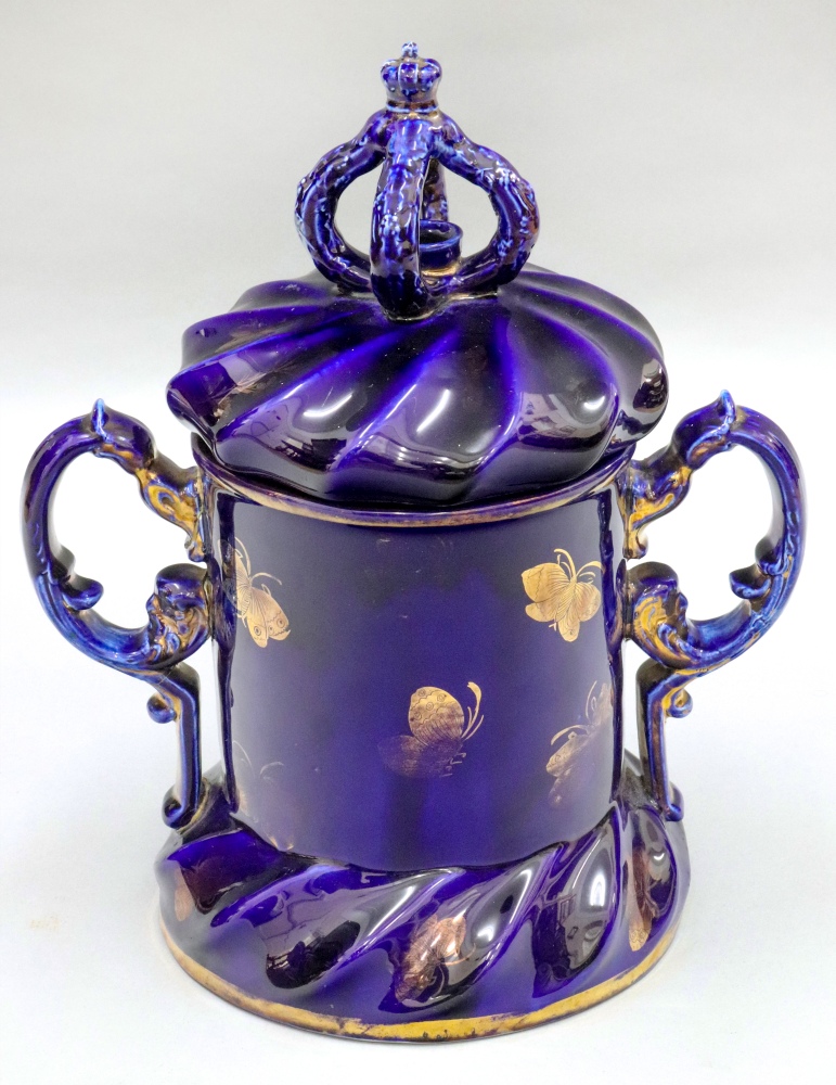 A Masons Ironstone jar and cover, circa 1815 - 20, with twin scrolled side handles, mitre shape, - Image 2 of 4