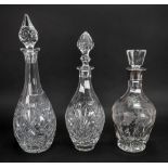 A silver mounted foliate and vine cut glass decanter, C J Vander, date letter rubbed,