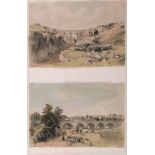 After John Cooke Bourne, Blisworth Cutting and Weedon Viaduct, colour lithograph, published 1839,