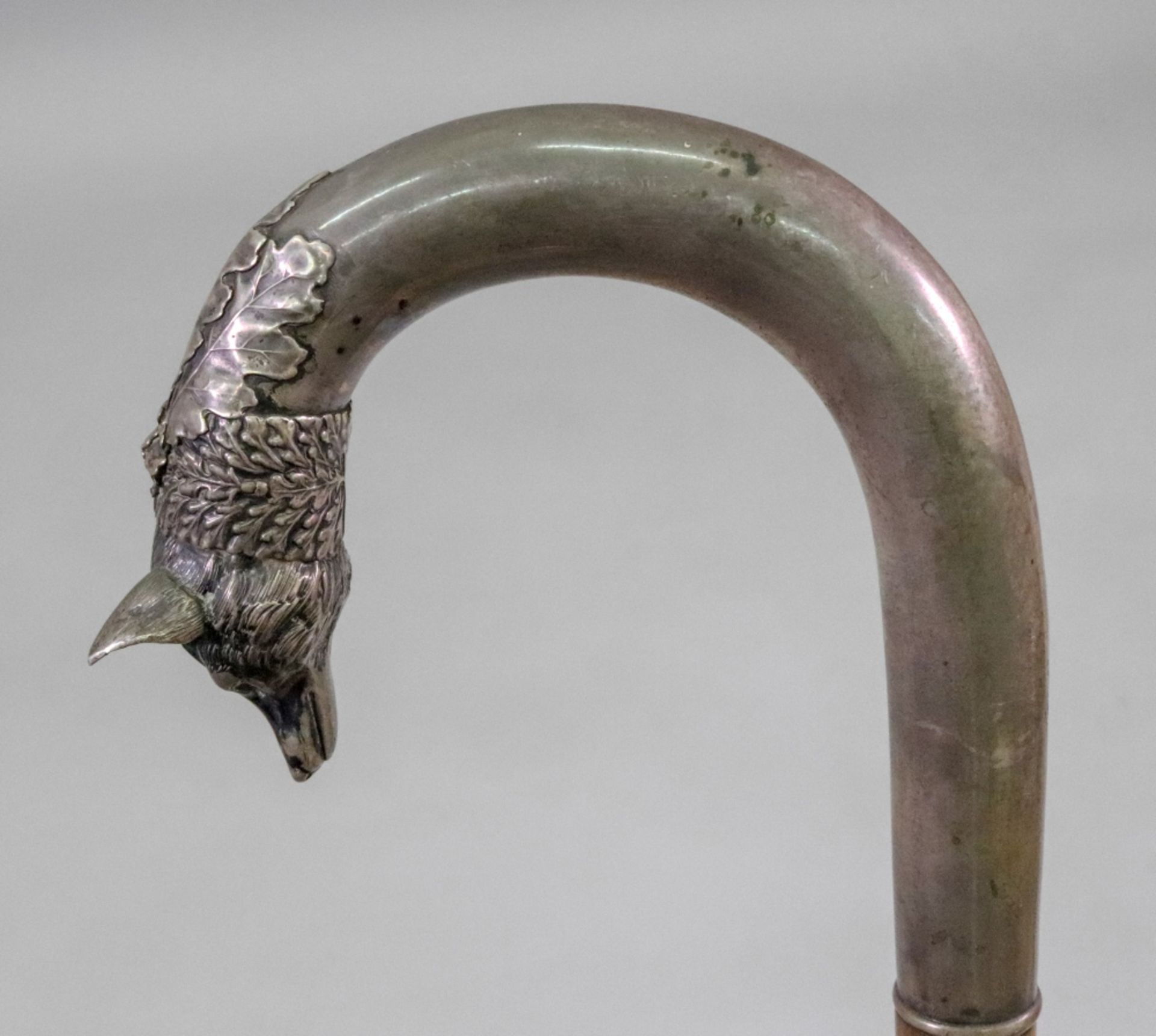 A silver mounted bamboo walking cane, Dutch, date letter unclear, late 19th century, - Bild 2 aus 3