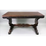 A late 17th century style walnut refectory table,