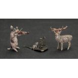 A Geschutzt Austrian cold painted bronze figure of a stag, late 19th century, 4cm high,