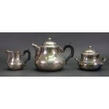 A French electroplated three piece tea service, first half 20th century,