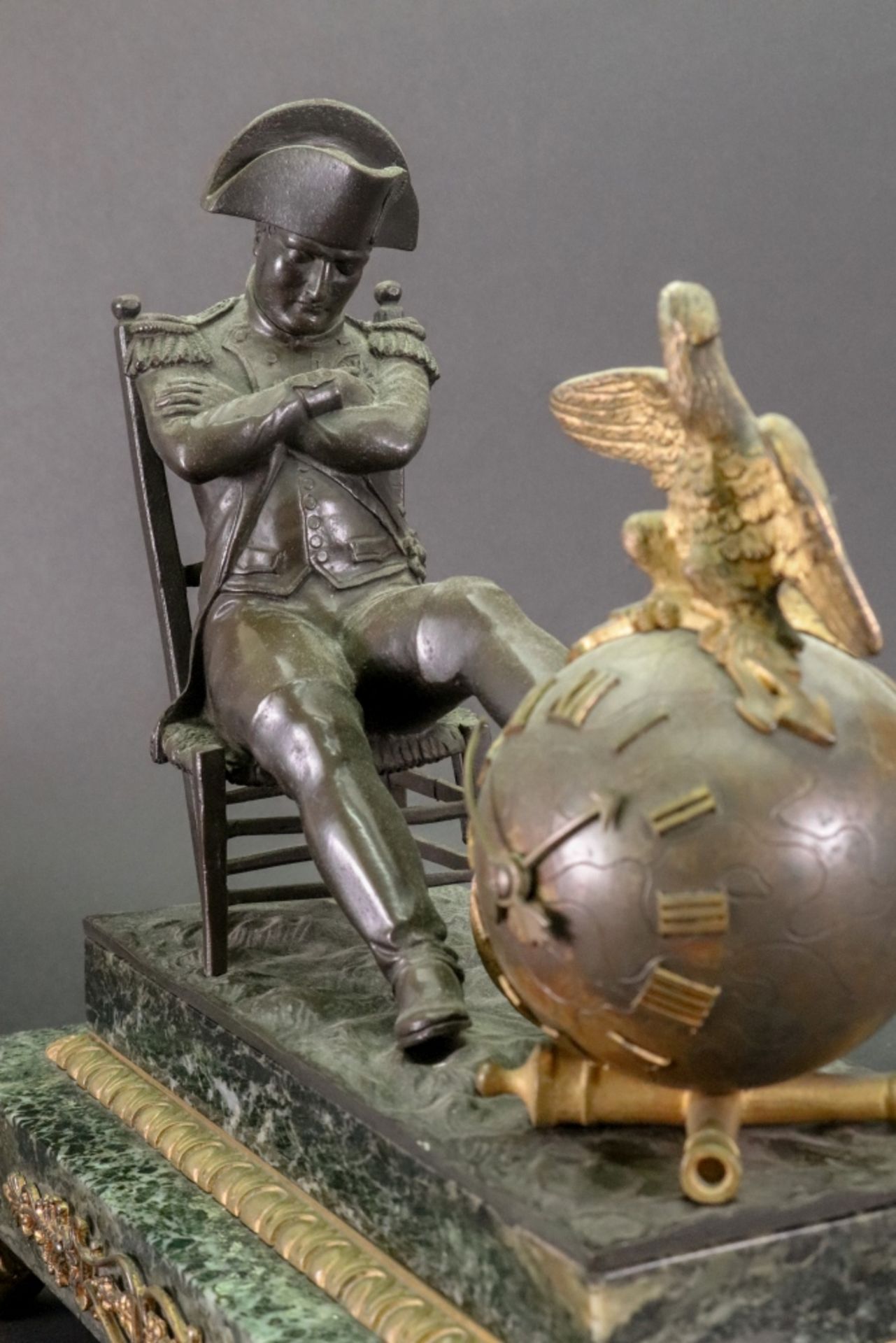 Of Napoleonic Interest; a French bronze and gilt metal timepiece, second half 19th century, - Image 2 of 3