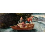 European School, 18th/19th Century, The Madonna and child in a boat, with a settlement beyond,