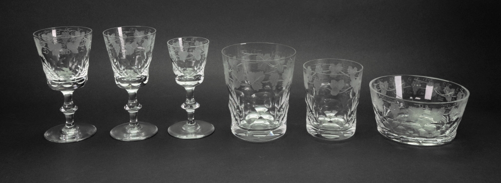 A suite of Edinburgh facet cut and fruiting vine etched glassware, 122 pieces, - Image 3 of 4