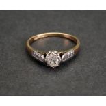 An 18ct gold and platinum, diamond-set single-stone ring,