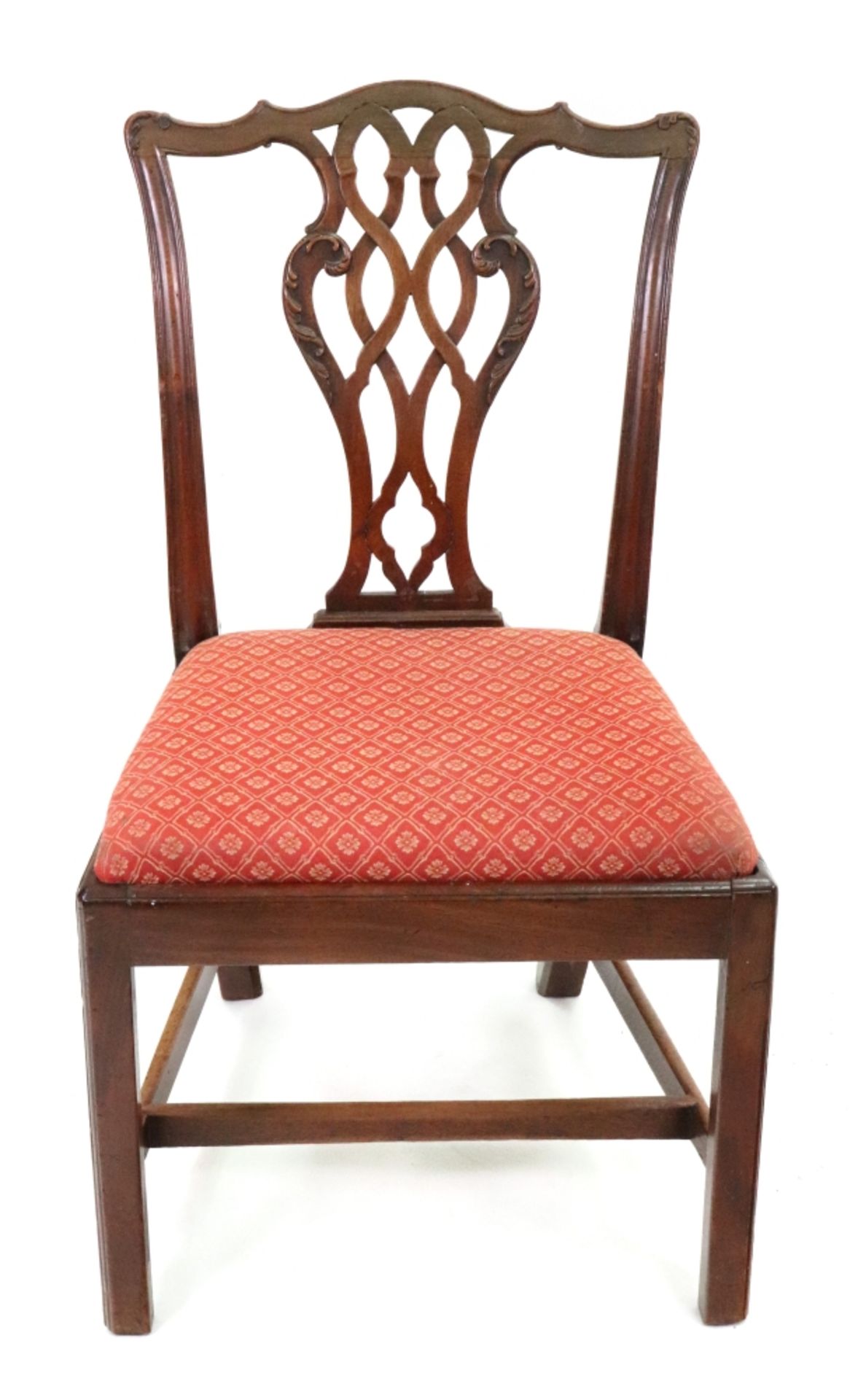 A set of six Chippendale style mahogany dining chairs, 19th century, with undulating top rails,