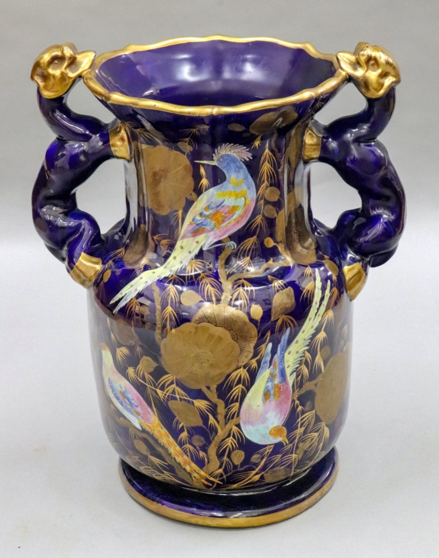 A Masons Ironstone vase, circa 1815 - 20, with twin dragon side handles,
