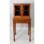 A 'Sheraton Revival' satinwood harewood crossbanded boxwood and ebony strung and banded bonheur de