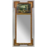 A French giltwood and gesso trumeau mirror, 19th century,