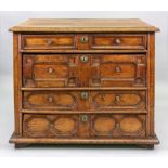 A late 17th century oak chest, of panelled construction,