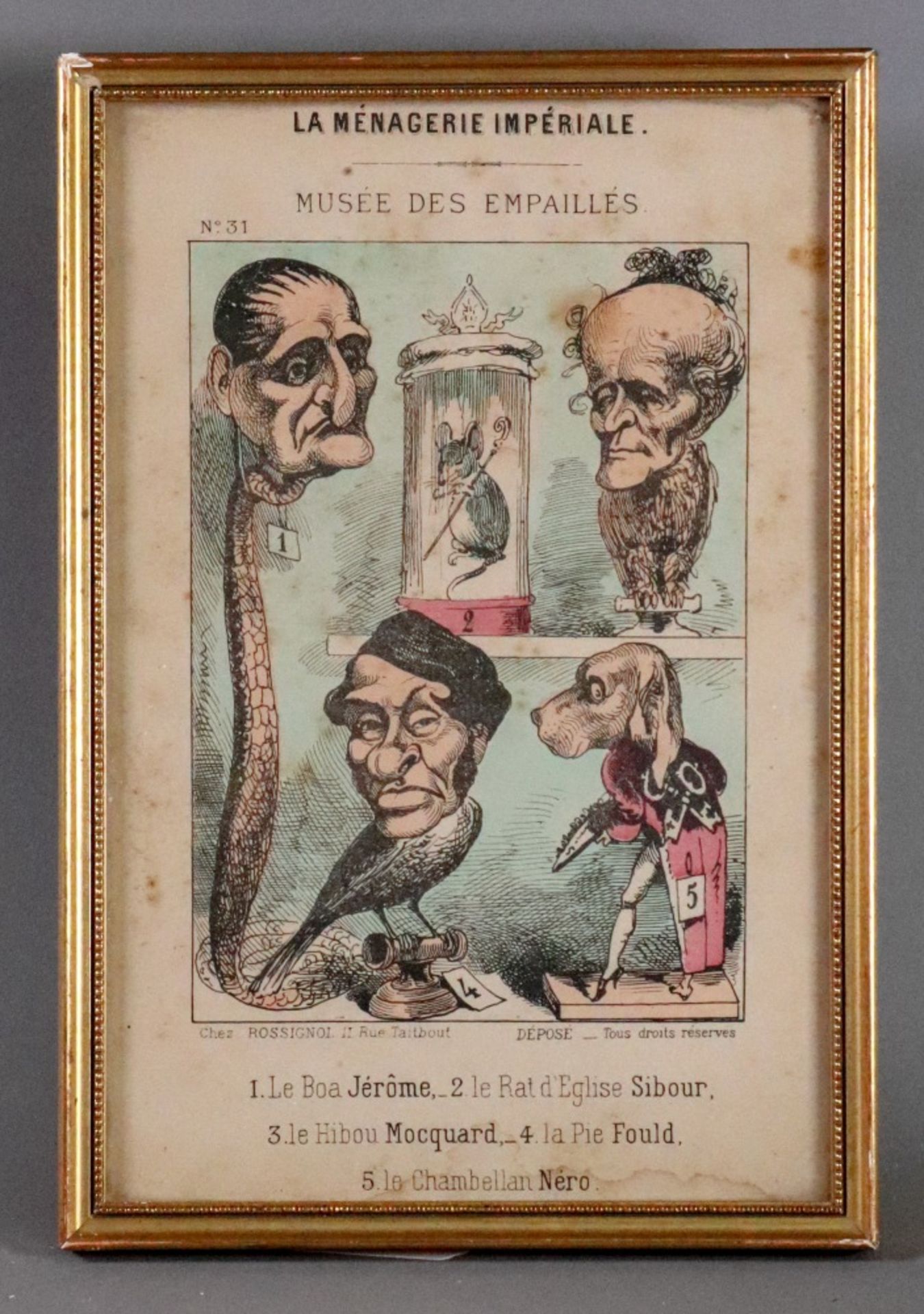 A set of eleven humorous French prints titled 'La Ménagerie Impériale', each 24 x 16cm (11). - Image 2 of 12