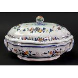 A French Faience polychrome two-handled tureen and cover, 18th century,