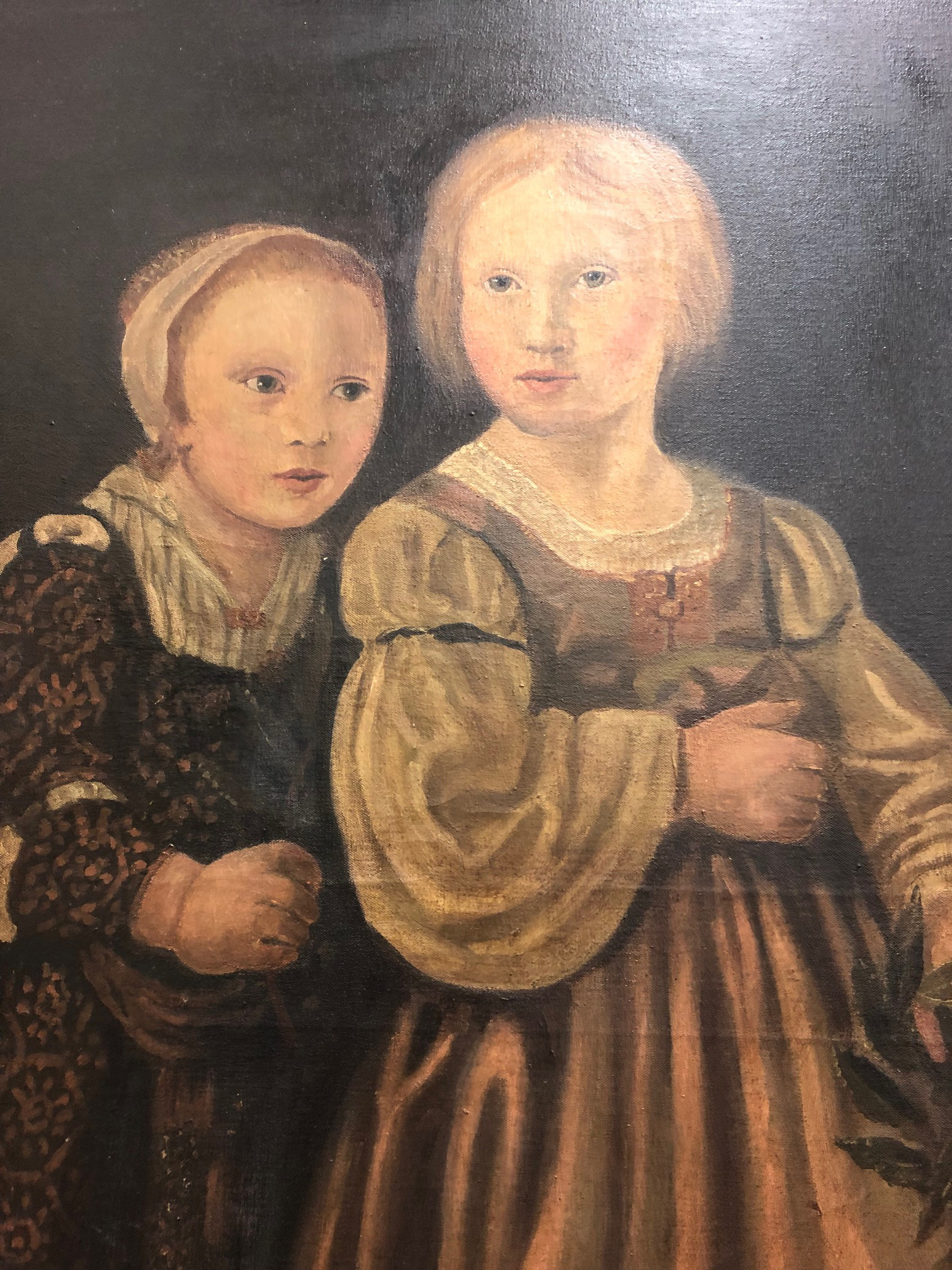 European School, 20th Century, A portrait of two children, oil on canvas, 104 x 69cm. - Image 4 of 6