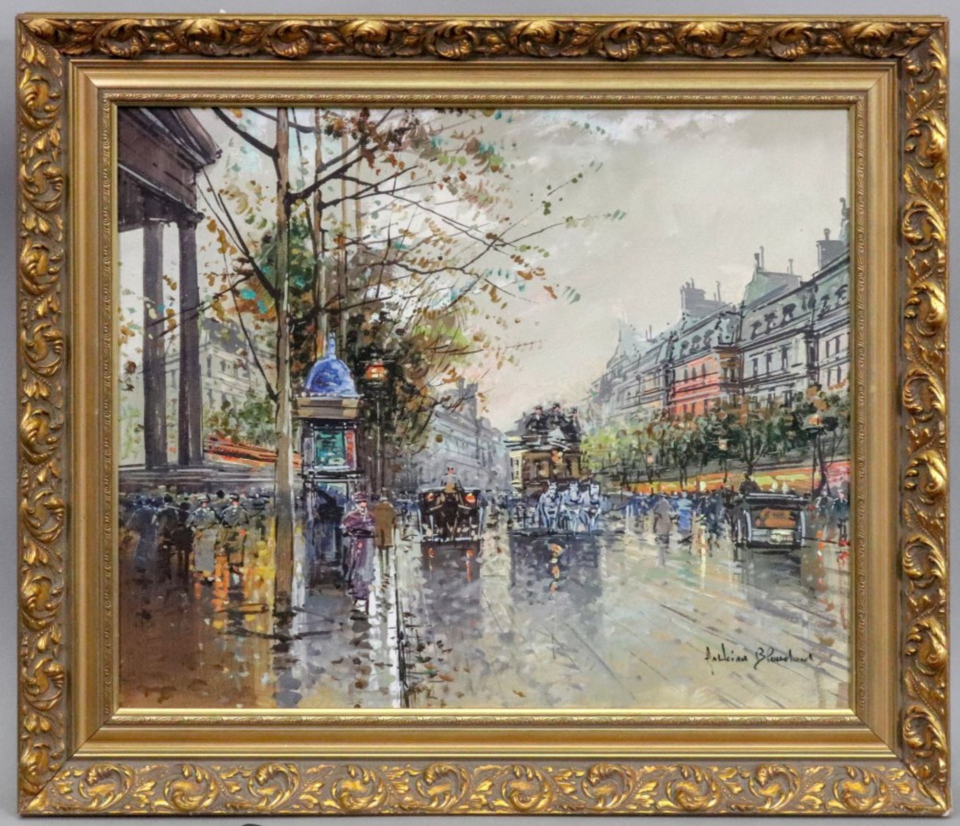 Follower of Antoine Blanchard (French, 1910-1988), A Parisian street scene, - Image 2 of 2