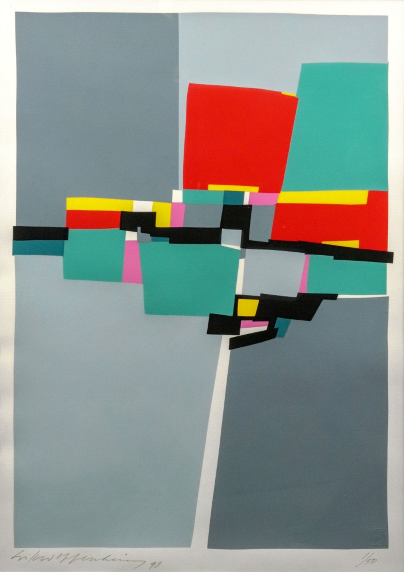 Brazilian School, 20th Century, Abstract shapes, indistinctly signed,