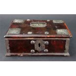 A rectangular tortoiseshell veneered casket, 18th century,
