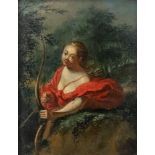 European School, 18th century, Diana the Huntress, oil on board, 18cm x 14.5cm.