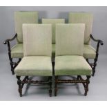 A set of four reproduction late 17th century style walnut dining chairs,