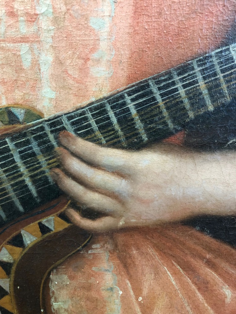 European School, 17th/18th Century, A portrait of a lady playing a mandolin, oil on canvas, - Image 5 of 6