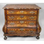 A Dutch walnut floral marquetry bombe chest, late 18th century,