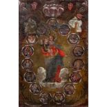 Spanish School, 18th Century, The Virgin Mary surrounded by fifteen scenes from the life of Christ,
