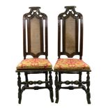 A pair of William and Mary walnut frame dining chairs,