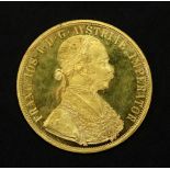 Austrian 1915 gold 4 ducat, re-struck, 13.9g.