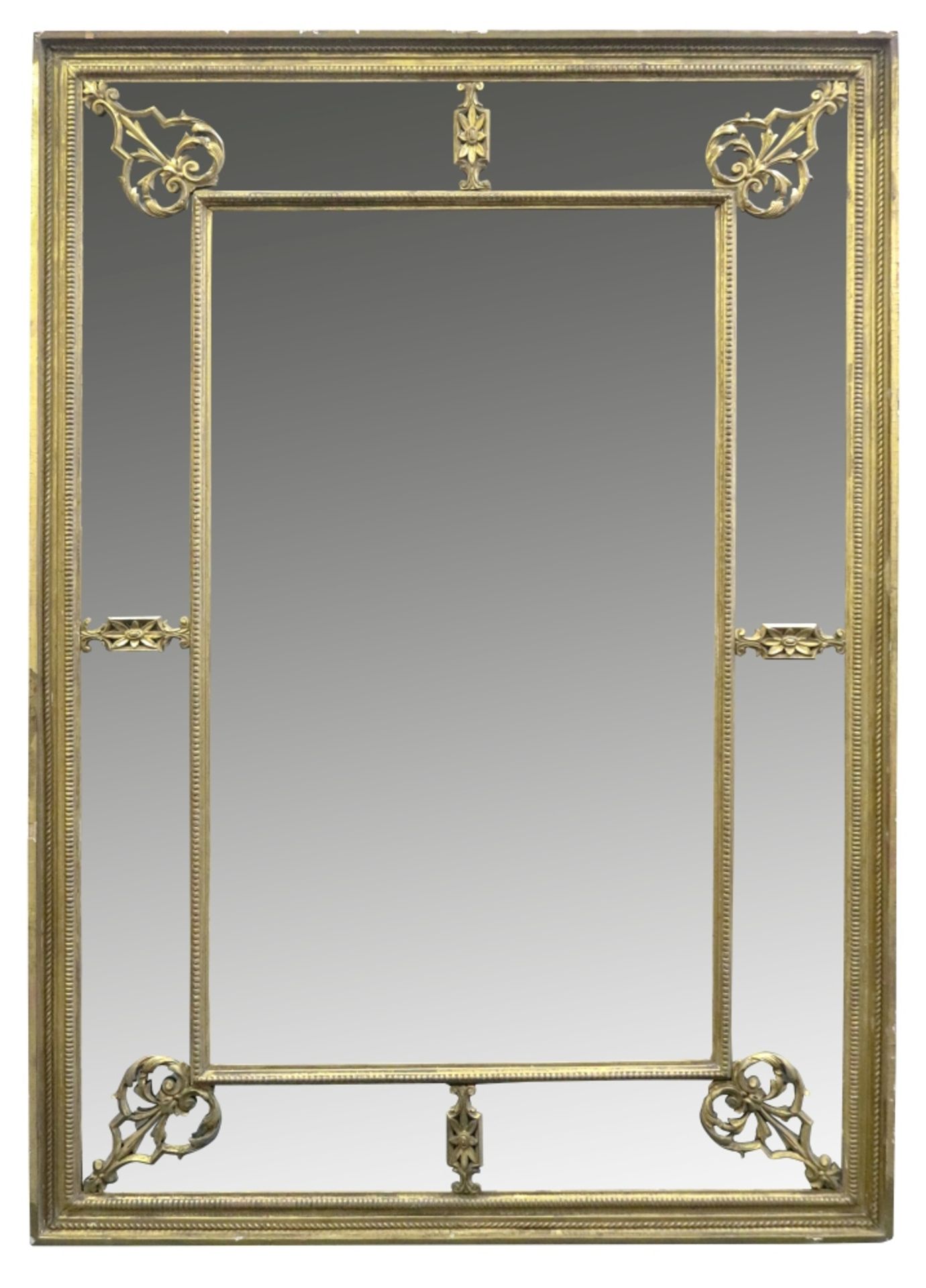 A moulded giltwood and gesso frame marginal wall mirror, early 19th century,